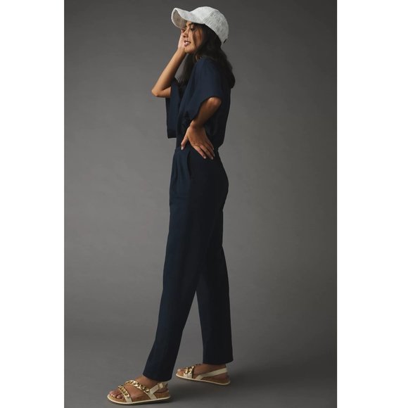 NWT Anthropologie Sundays Elodie High Rise Jumpsuit in Navy/Marin Sz S - Picture 4 of 13